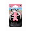 Packaged doll-shaped plastic air freshener for car vent in pink colour and Strawberry scent.