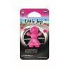 Packaged doll-shaped plastic air freshener for car vent in pink colour.