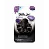 Packaged doll-shaped plastic air freshener for car vent in black colour and Spicy Velvet scent.