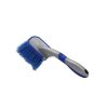 Blue and silver plastic brush with blue nylon bristles.