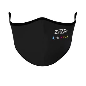 Black protective mask to cover nose and mouth with Zvizzer logo.