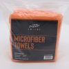 Pack of ten orange microfiber cloths by Zvizzer in a transparent package.