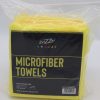 Pack of ten yellow microfiber cloths by Zvizzer in a transparent package.