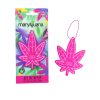 Leaf-shaped paper air freshener for car in pink colour and fresh jungle hemp scent.