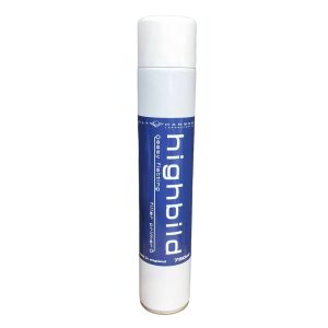 Tall upright white and blue can containing Highbild by Bilt Hamber