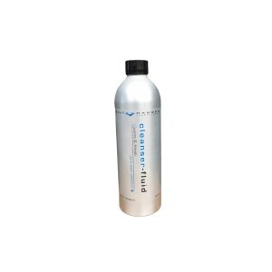 Silver-coloured bottle containing Cleanser Fluid paint and finish pre-wax cleaner by Bilt Hamber.