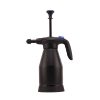 1.5 litre black plastic foamer with output nozzle on one side and handle on the other.