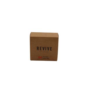 Closed brown upright square carton box titled 'Revive 04 Luxury Wax'