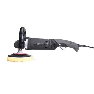 Corded professional black and grey rotary polisher with handle.