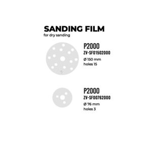 Chart showing sizes for the P2000 Sanding Film by Zvizzer