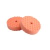 Two orange polishing double sided waffle foam pads with a five eighths fitting.