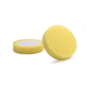 Yellow recessed diamond foam pad showing back and front sides.