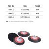 Size chart with image of four Shinemate backing plates for M14 thread bolt.