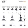 Diagram featuring all the different work heads that attach to the ShineMate EB210 cordless mini polisher.